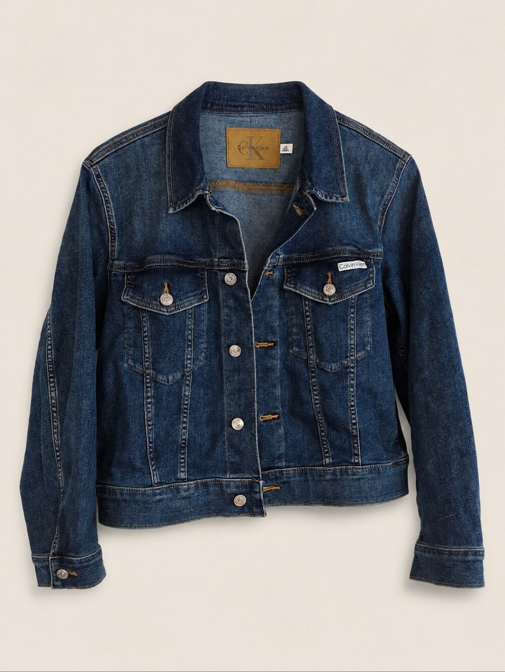 Calvin Klein Medium Wash Denim Jean Trucker Jacket Large